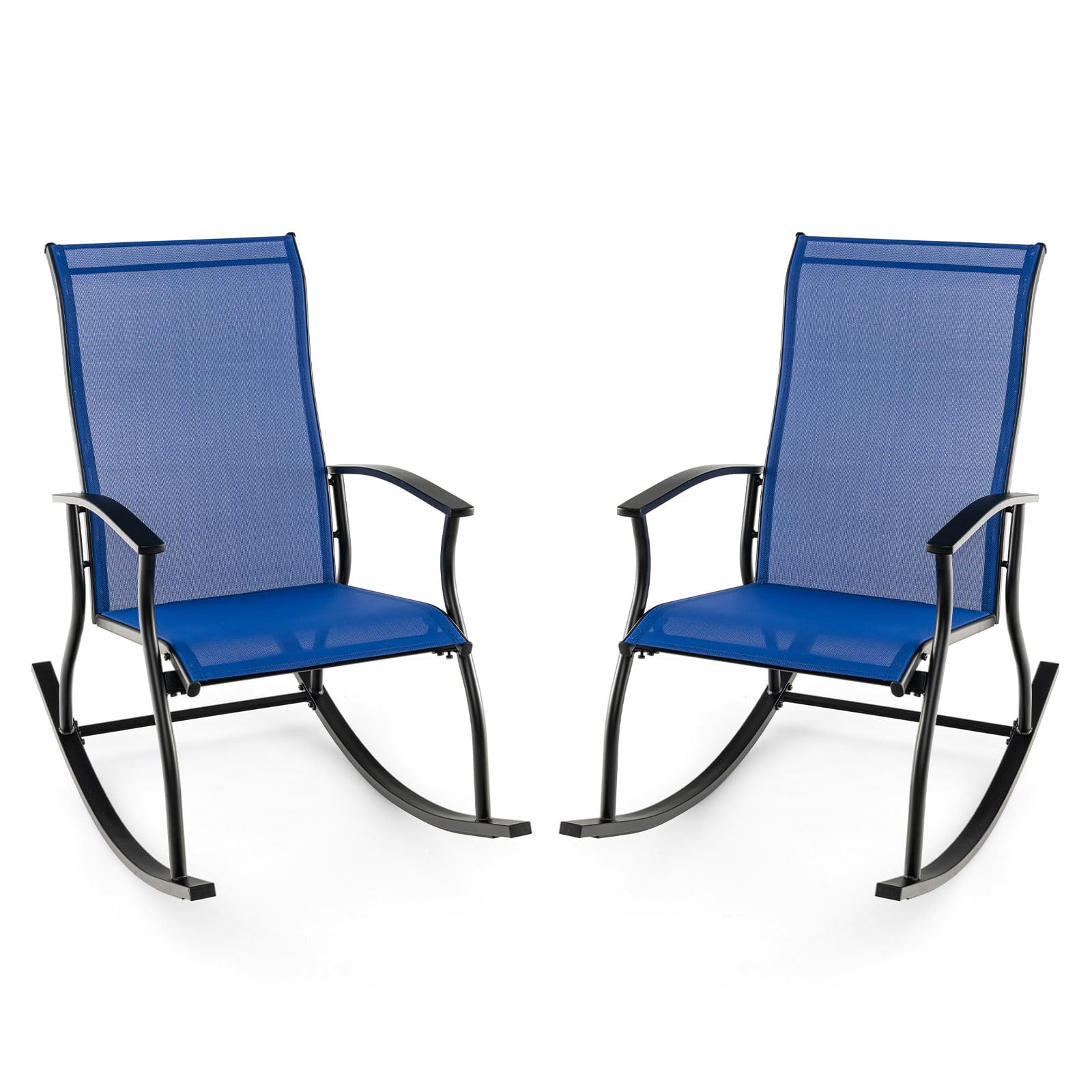 Tangkula Patio Rocking Chairs Set of 2/4, Outdoor Rocking Chair with Smooth & Safe Rocking Motion, Ergonomic Backrest